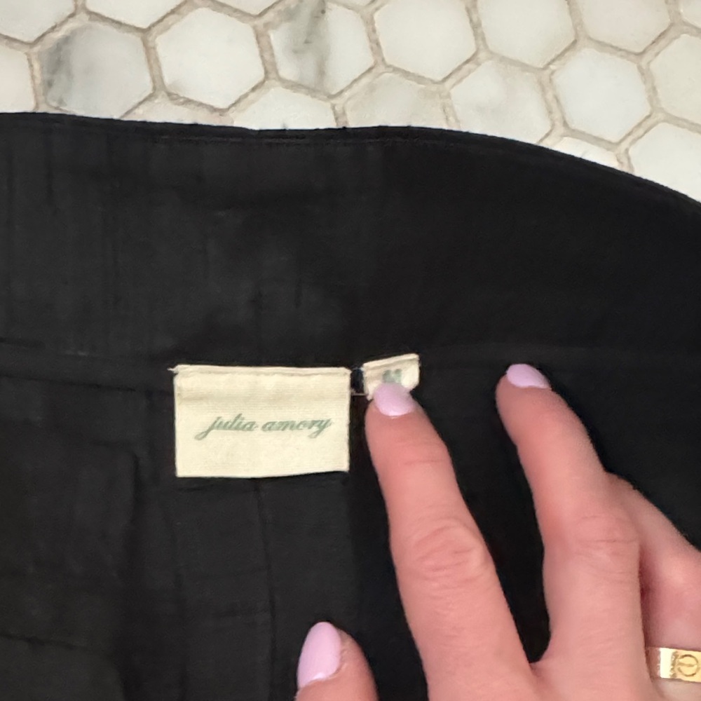 Julia Amory Black Dupioni Silk Wide-Leg Pants - Picture 4 of 5